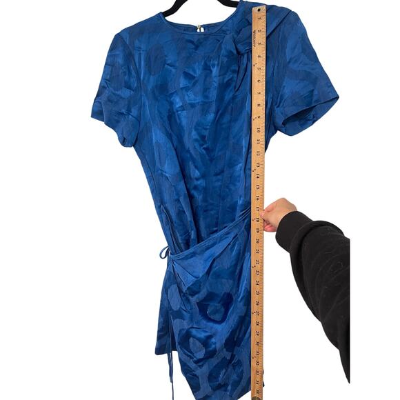Isabel Marant 10 Jacquard Mini Wrap Dress $595 Short Sleeve Bright Royal Blue 42 - Picture 15 of 16